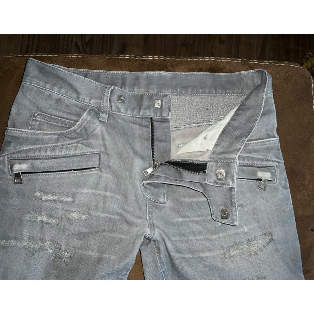 Balmain Biker Denim Size:30 Color:Light Grey